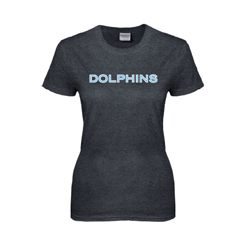 Womens Dark Heather Short Sleeve Tee-Dolphins