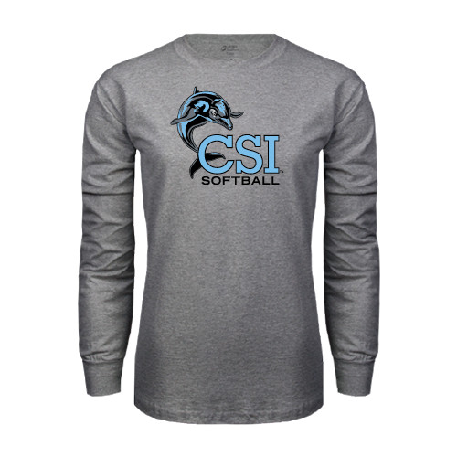 Grey Long Sleeve T Shirt-Softball