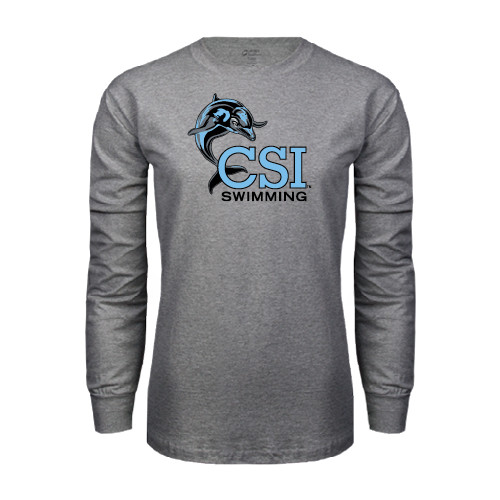 Grey Long Sleeve T Shirt-Swimming
