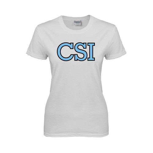 Womens White Short Sleeve Tee-CSI