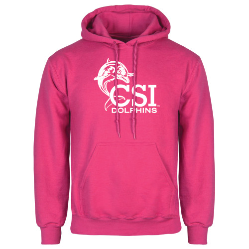 Womens Fuchsia Fleece Hoodie-Official Logo