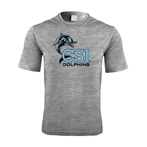 Grey Heather Performance Contender Tee-Official Logo