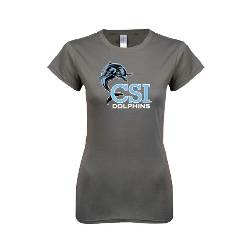 Next Level Womens Charcoal Boyfriend Tee-Official Logo