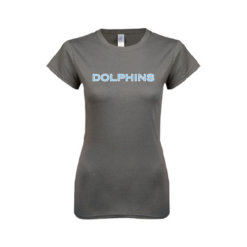 Next Level Womens Charcoal Boyfriend Tee-Dolphins