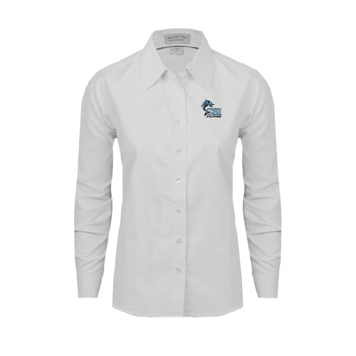 Womens White Oxford Shirt-Official Logo