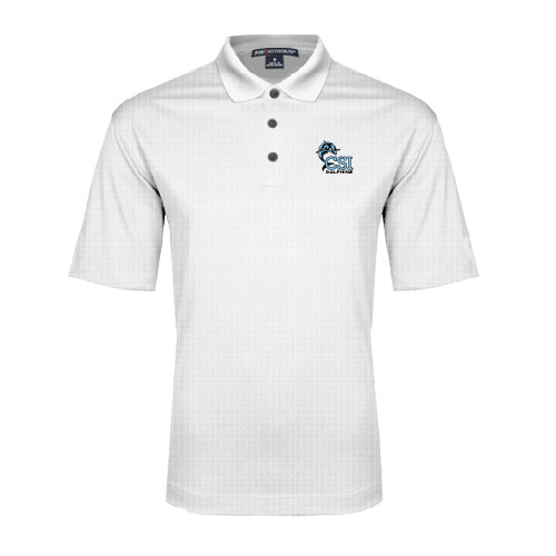White Performance Fine Jacquard Polo-Official Logo