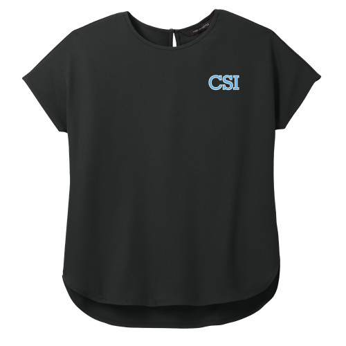 Mercer + Mettle Womens Black Stretch Crepe Crew-CSI