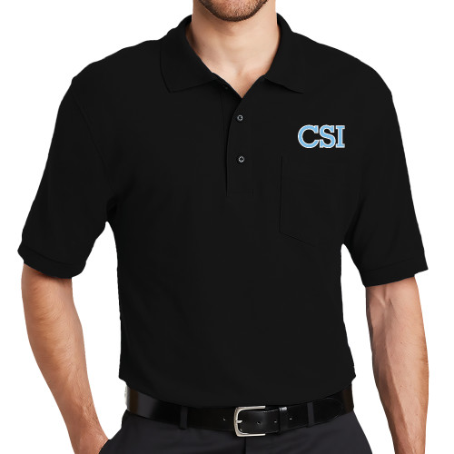 Black Silk Touch Polo w/ Pocket-CSI