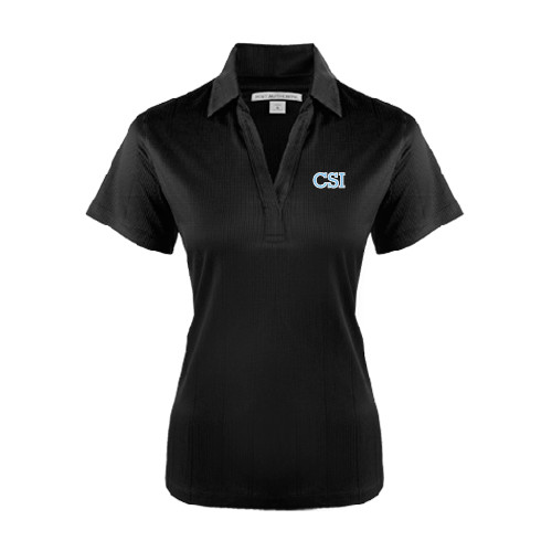 Womens Black Performance Fine Jacquard Polo-CSI