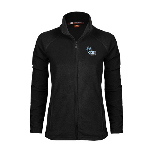Womens Black Fleece Full Zip Jacket-Official Logo