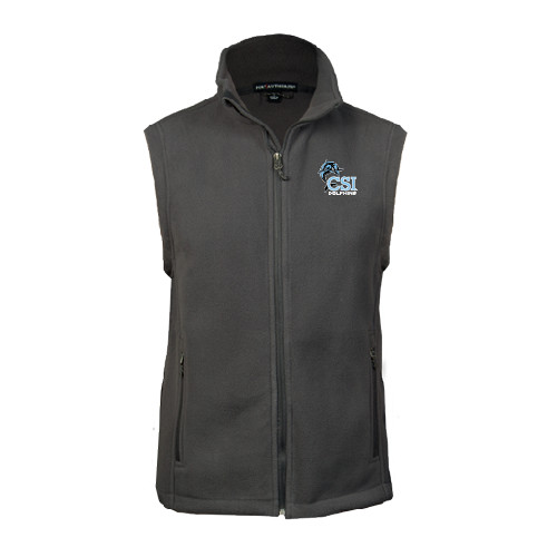 Charcoal Fleece Full Zip Vest-Official Logo
