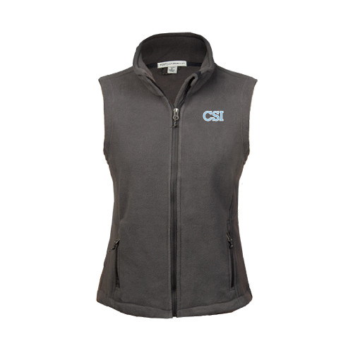 Womens Charcoal Fleece Full Zip Vest-CSI