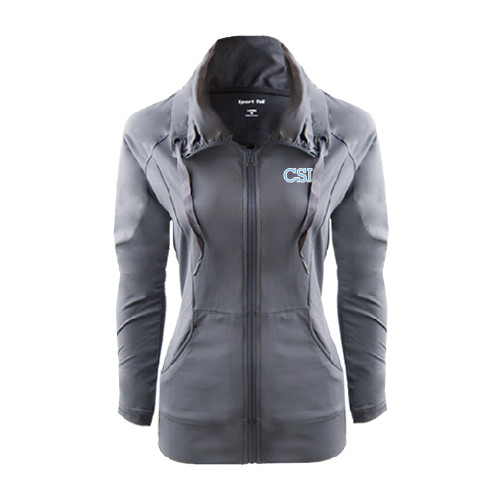 Womens Charcoal Sport Wick Stretch Full Zip Jacket-CSI