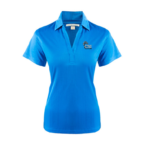 Womens Light Blue Performance Fine Jacquard Polo-Official Logo