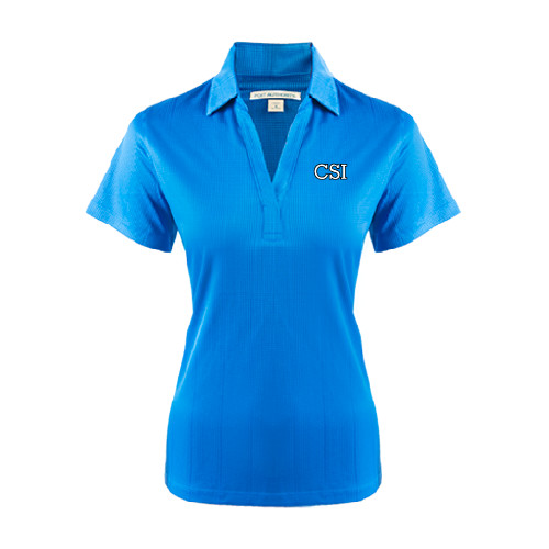 Womens Light Blue Performance Fine Jacquard Polo-CSI