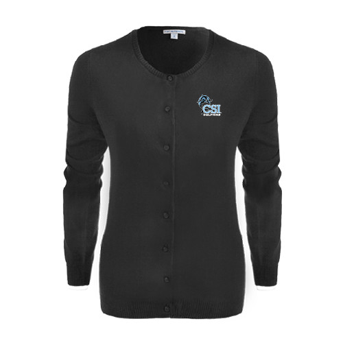 Womens Black Cardigan Sweater-Official Logo