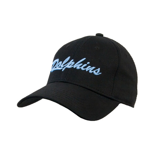 Black Structured Adjustable Pro Style Hat-Script Dolphins