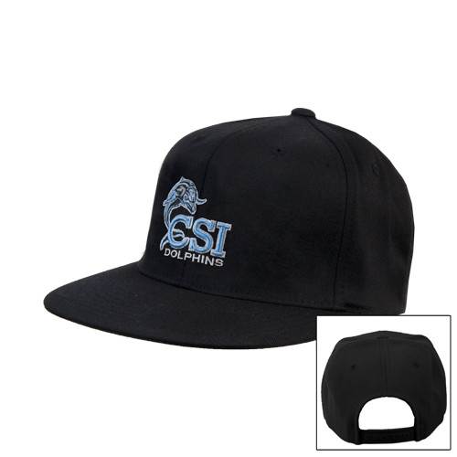 Black Flat Bill Snapback Hat-Official Logo