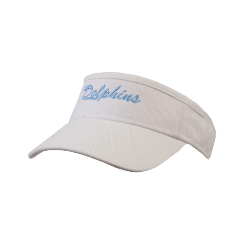 White Brushed Bull Denim Visor-Script Dolphins