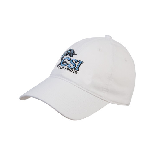 White Unstructured Adjustable Low Profile Hat-Official Logo