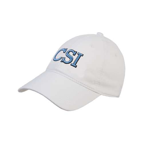 White Unstructured Adjustable Low Profile Hat-CSI