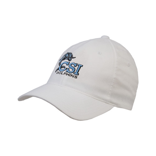 White Flexfit Structured Low Profile Hat-Official Logo