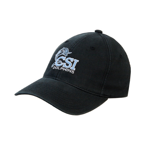 College of Staten IS/Mland Black Flexfit Structured Low Profile Hat-Official Logo