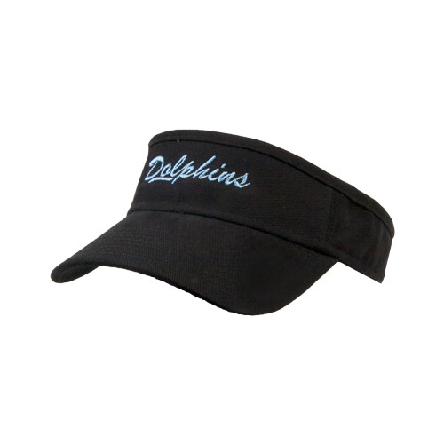 Black Brushed Bull Denim Visor-Script Dolphins