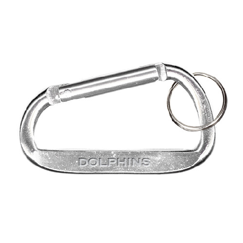 Silver Carabiner with Split Ring-Dolphins Engraved