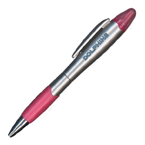 Silver/Pink Blossom Pen/Highlighter-Dolphins