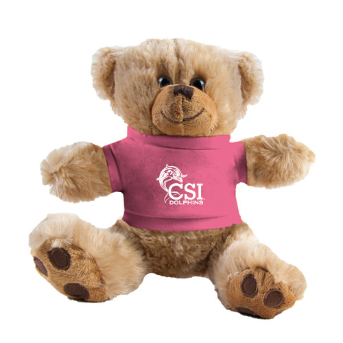 Plush Big Paw 8 1/2 inch Brown Bear w/Pink Shirt-Official Logo