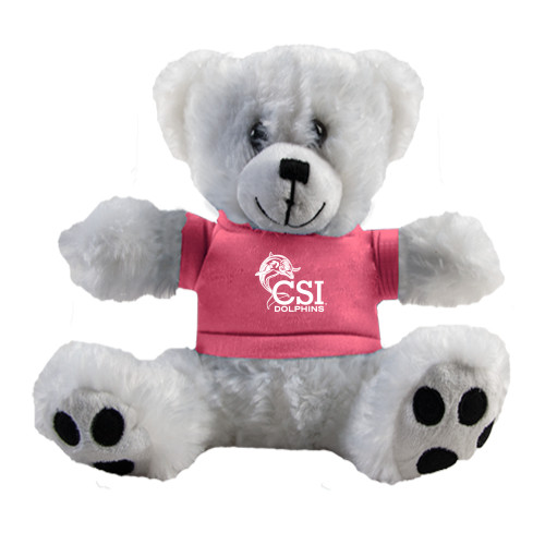Plush Big Paw 8 1/2 inch White Bear w/Pink Shirt-Official Logo