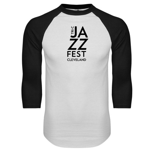  White/Black Raglan Baseball T Shirt - Tri-C JazzFest