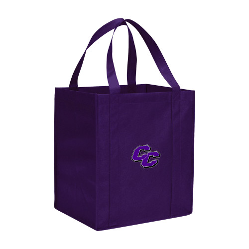  Non Woven Purple Grocery Tote - Curry College Primary Athletic Mark