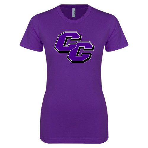  Next Level Womens Purple Boyfriend Tee - Curry College Primary Athletic Mark