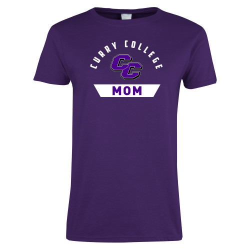  Womens Purple Short Sleeve Tee - Curry College Mom