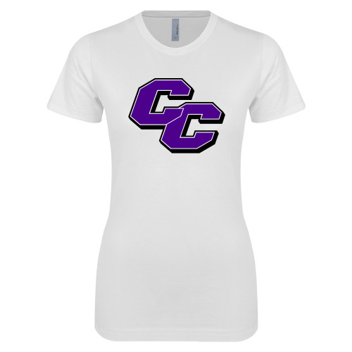  Next Level Womens White Boyfriend Tee - Curry College Primary Athletic Mark