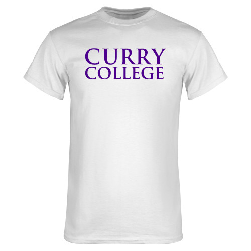  White T Shirt - Curry College Wordmark Stacked