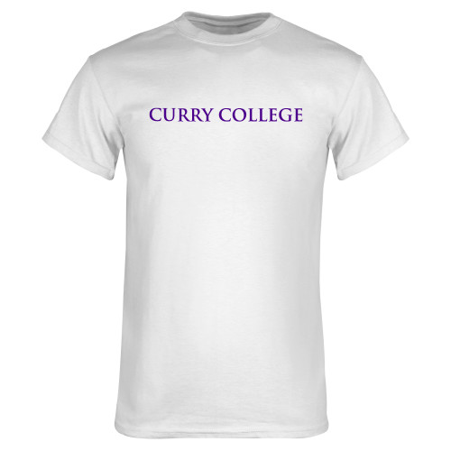  White T Shirt - Curry College Wordmark Flat