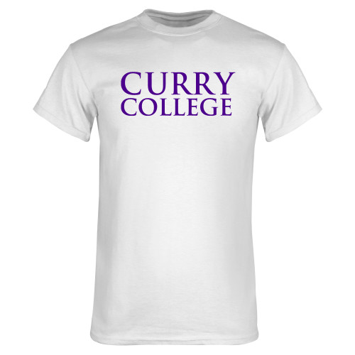  White T Shirt - Curry College Wordmark Stacked