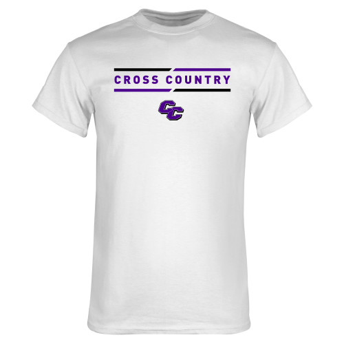  White T Shirt - Curry College Cross Country Text with Lines