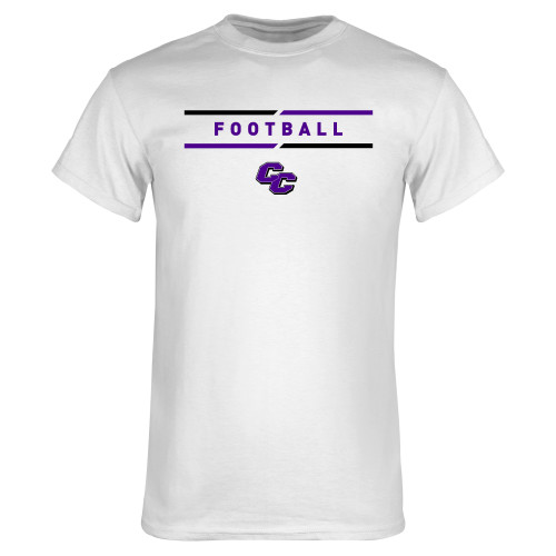  White T Shirt - Curry College Football Text with Lines
