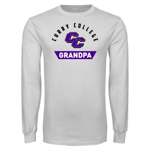  White Long Sleeve T Shirt - Curry College Grandpa