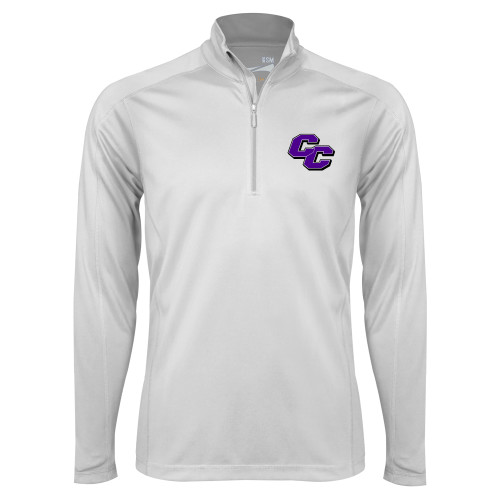  Syntrel White Interlock 1/4 Zip - Curry College Primary Athletic Mark