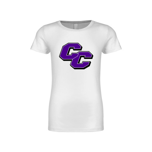  Next Level Girls White Fashion Fit T Shirt - Curry College Primary Athletic Mark