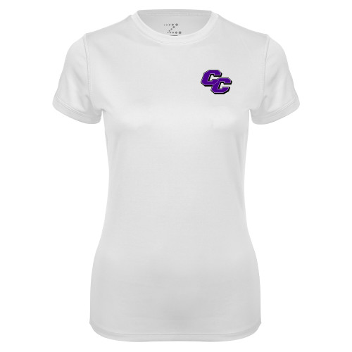  Womens White Performance Tee - Curry College Primary Athletic Mark