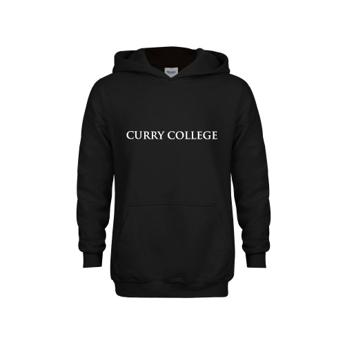  Youth Black Fleece Hoodie - Curry College Wordmark Flat