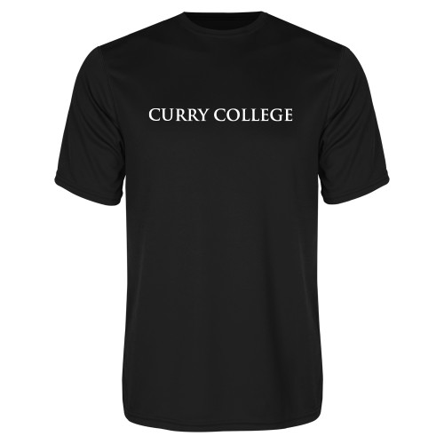  Black Performance Tee - Curry College Wordmark Flat