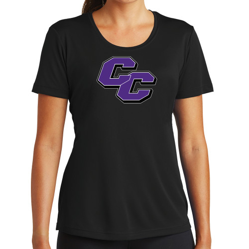  Womens Black Performance Tee - Curry College Primary Athletic Mark