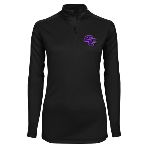  Syntrel Womens Black Interlock 1/4 Zip - Curry College Primary Athletic Mark